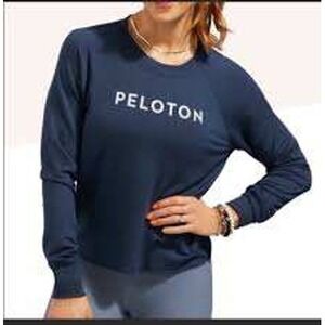 Peloton Micromodal Long Sleeve Pullover Top Raw Hem Athletic Apparel Blue Large